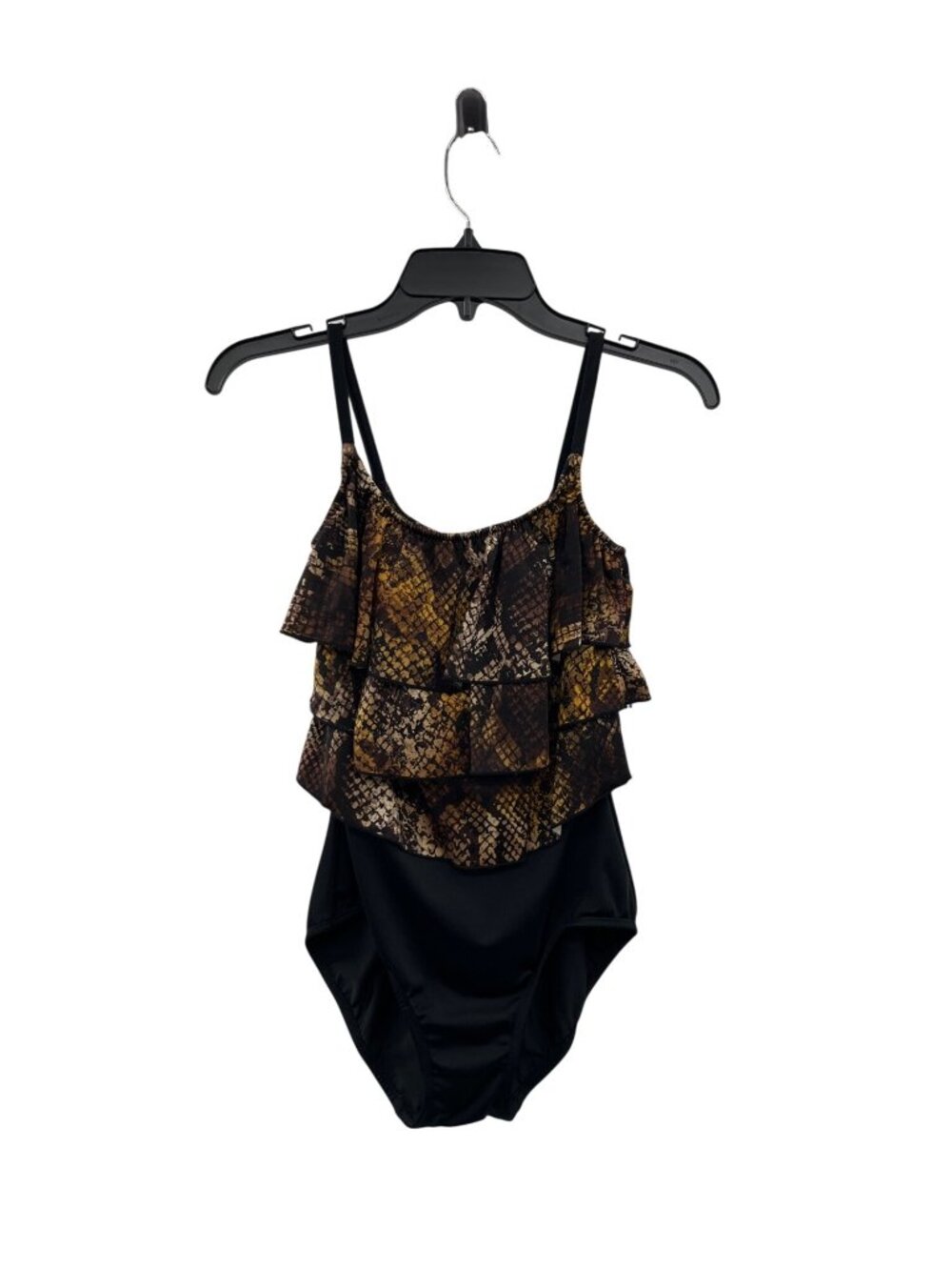 Inches Away Snake Print Ruffle One Piece Swimsuit Womens 10 Used